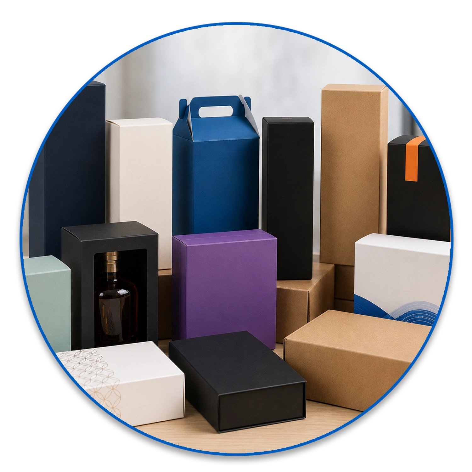 Assorted packaging boxes