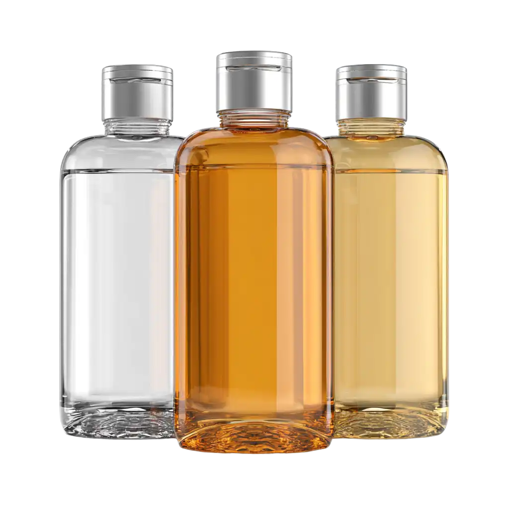 Clear PET Bottles filled with Cosmetic Oils