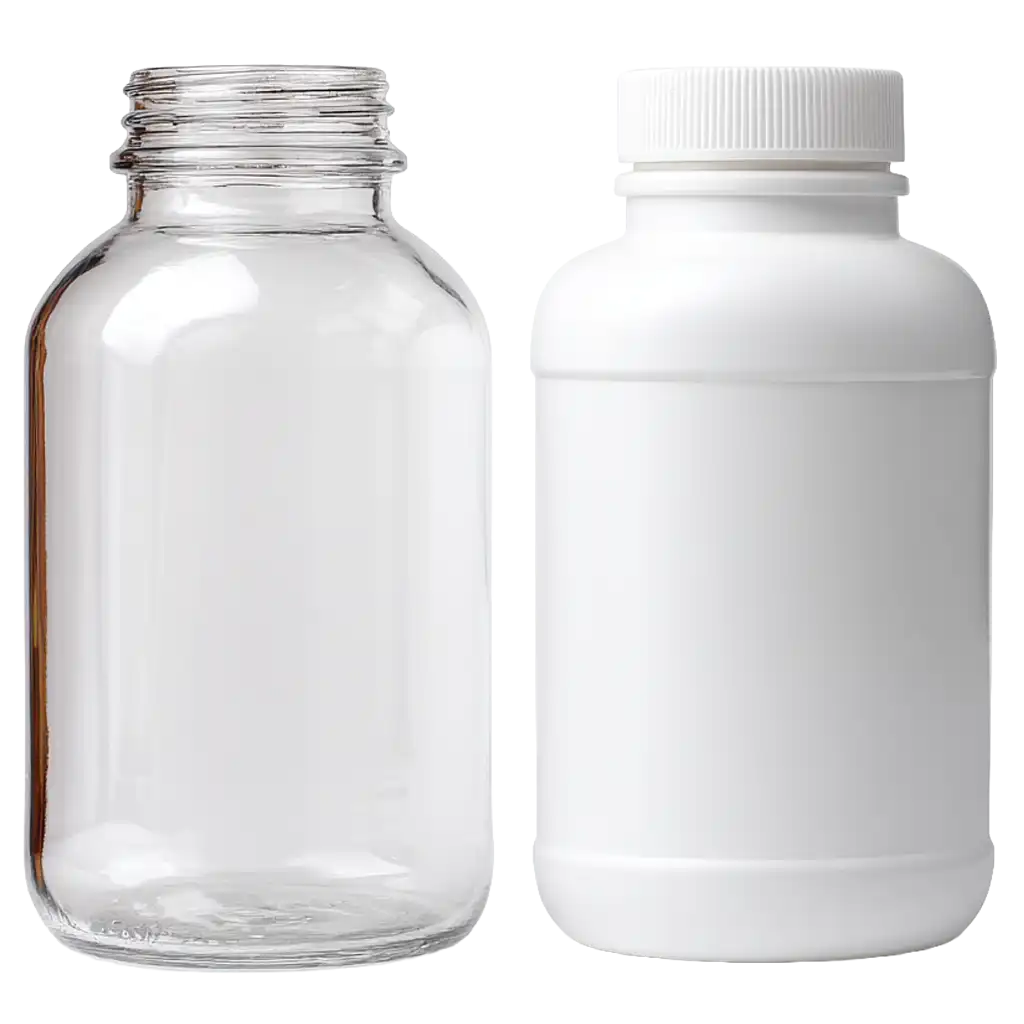 Clear PET Packer Bottle Compared to HDPE Packer Bottle