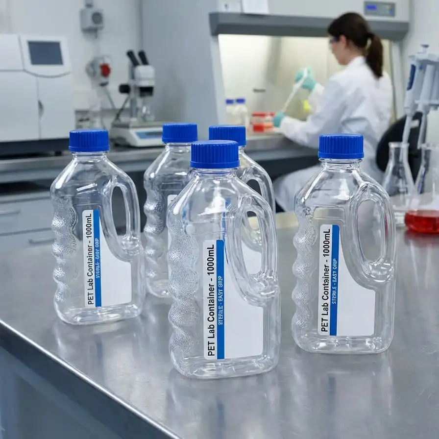 PET Lab Bottles with Easy Pour Handle