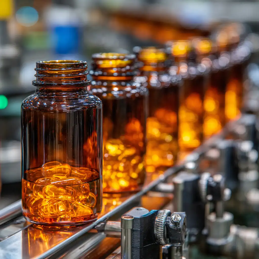 PET Vitamin Bottles on Production Line