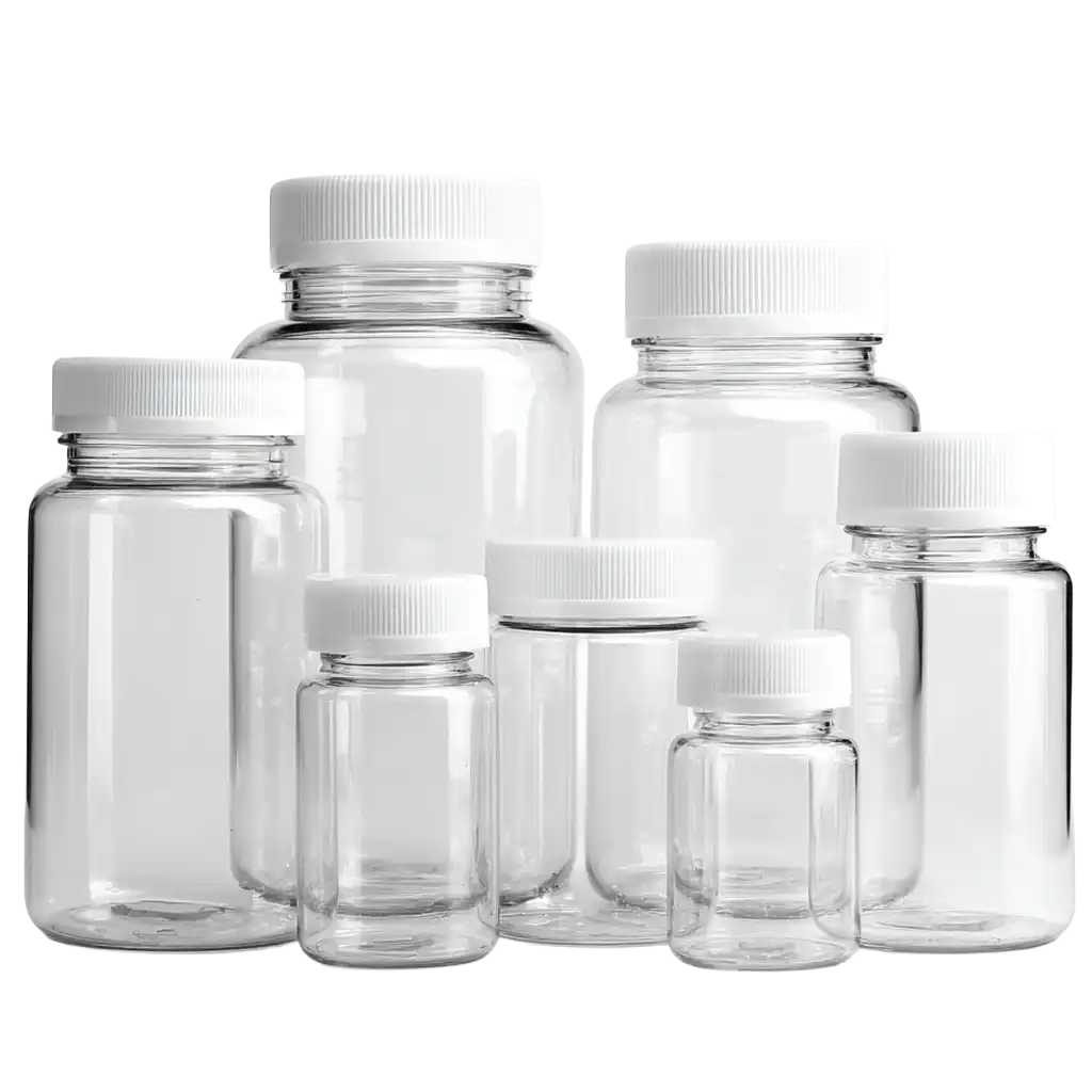 Pharmaceutical Packer Bottles Clear Grouping