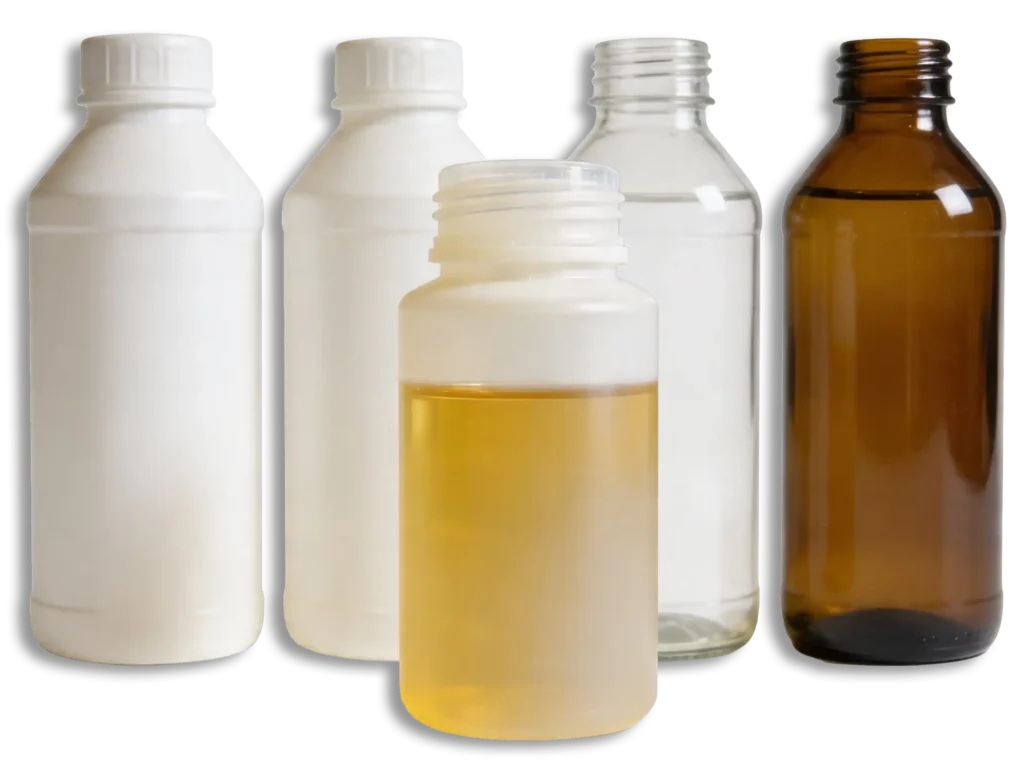 assorted bottle materials for oil lab sampling