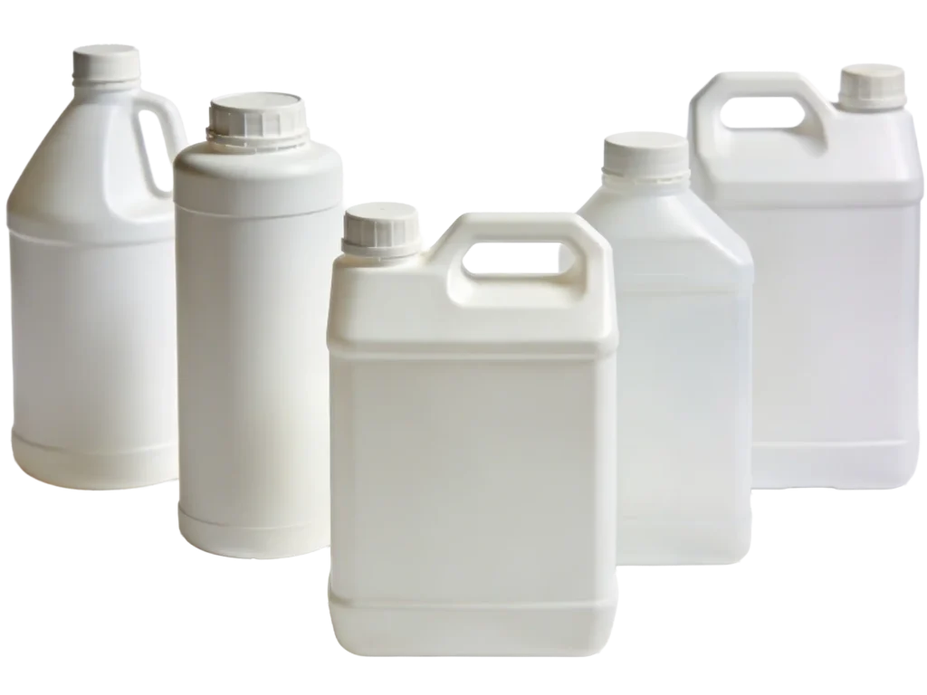 assorted hdpe bottles for chemical packaging applications