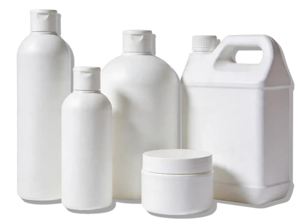 assorted hdpe white cosmetic bottles