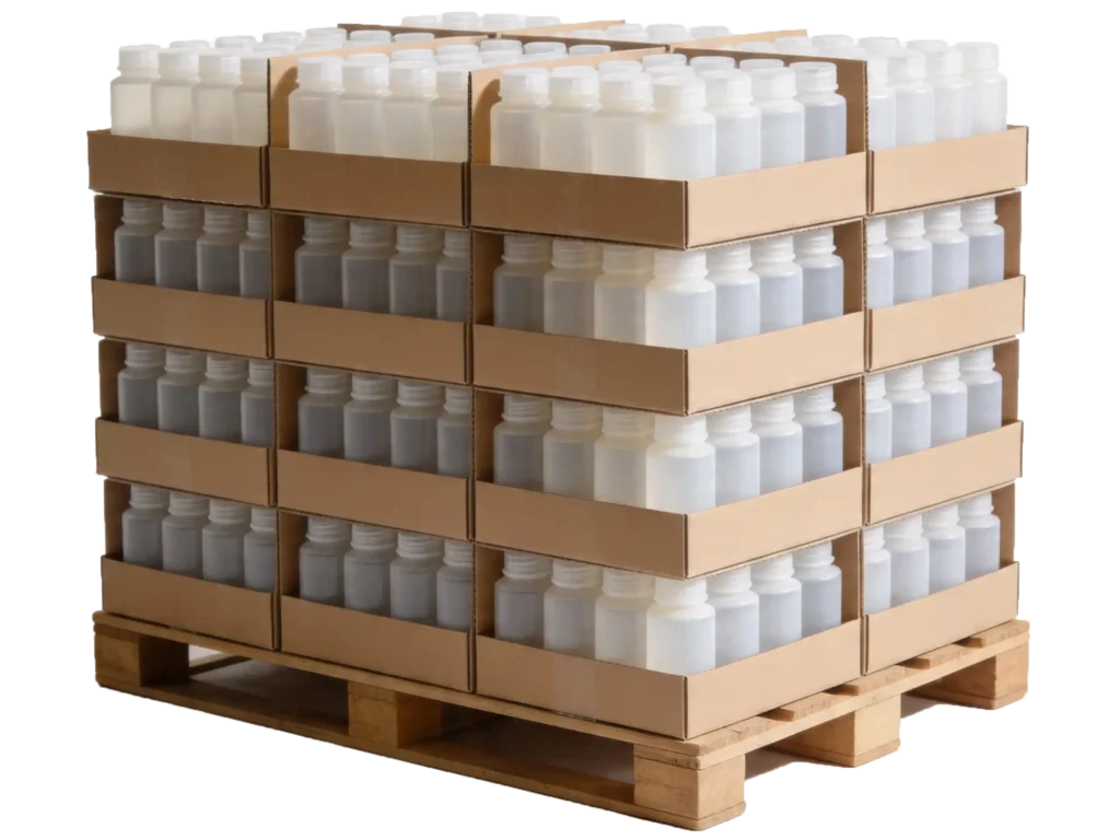 hdpe plastic oil sampling bottles on pallet